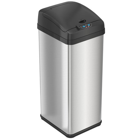 HLS COMMERCIAL 13 gal Rectangular Trash Can, Silver, Stainless Steel HLS13MX